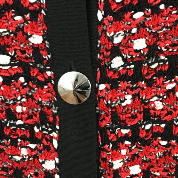 BEAUTIFUL St John knit red black multi jacket skirt suit size 12 - Picture 6 of 9
